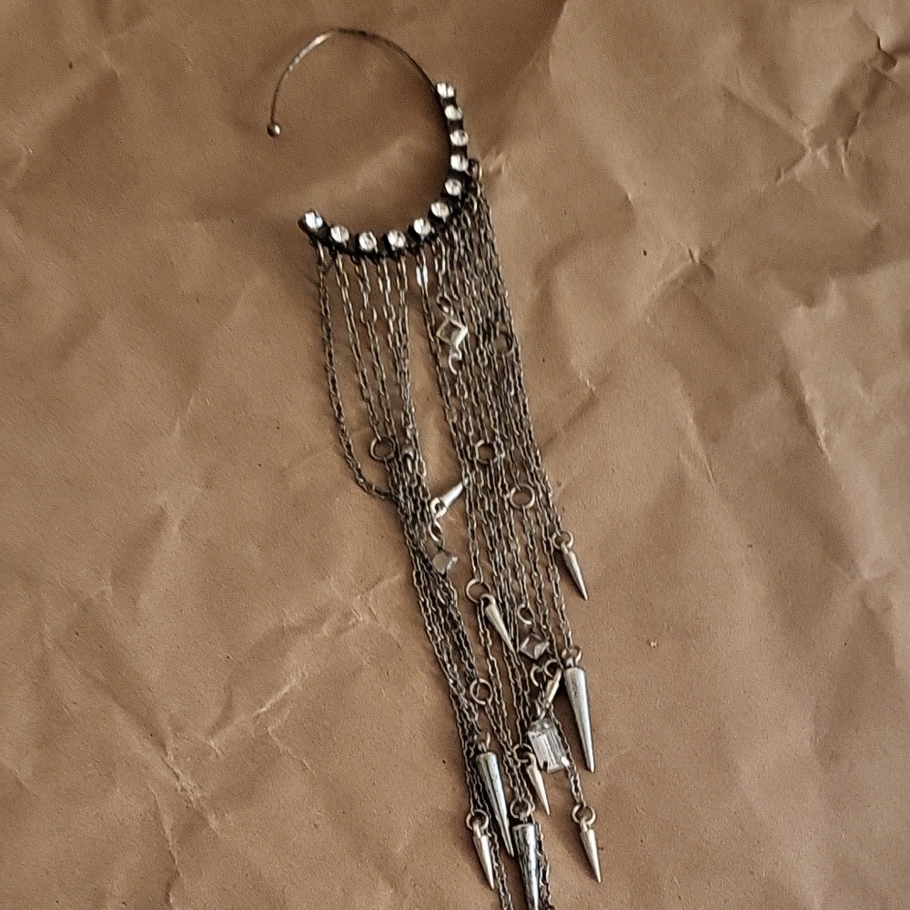 Silver Chain Dangle Ear Cuff/Earring